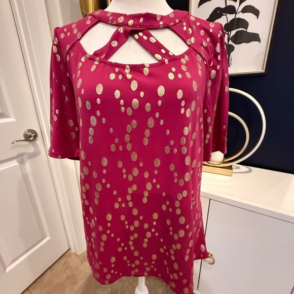 Louise Harris Pink and Gold Polka Dot Blouse Excellent condition, size Medium - Picture 1 of 7